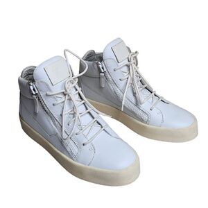 NWOB Giuseppe Zanotto white London women's high top leather sneakers Size 9.5